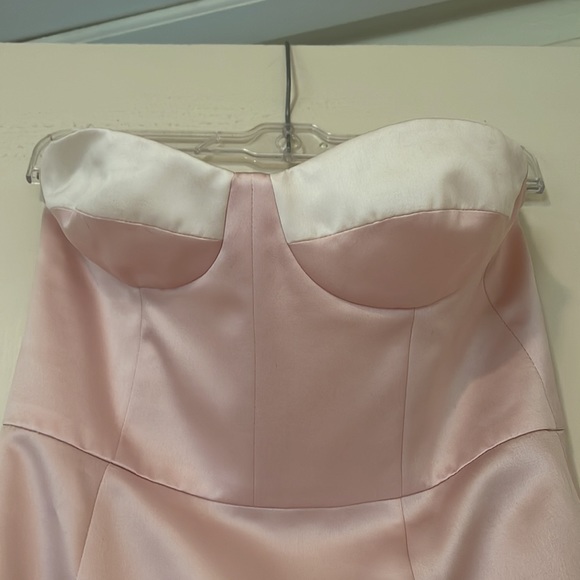 Pale pink long satin gown with two tone bodice - Picture 6 of 6